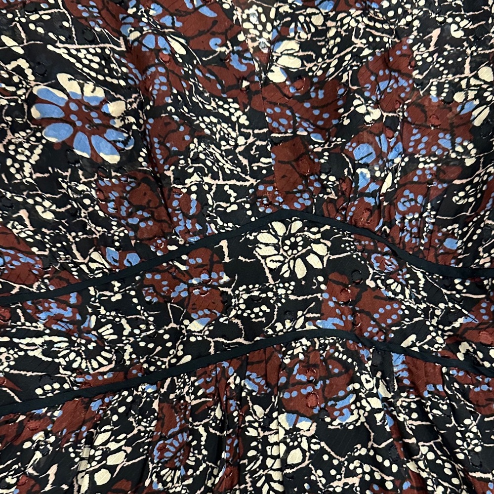 ba&sh Brown and Blue Floral Long Sleeve Dress - Picture 2 of 4